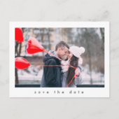 Moderne eenvoudige 2 foto-bruiloft bespaart datum briefkaart (Voorkant)