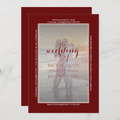 Moderne eenvoudige 2-foto donkerrood Lijst Aankondiging (Voorkant / Achterkant)