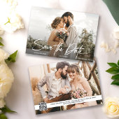 Moderne Eenvoudige 2 foto QR code bruiloft website Kaart