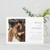 Moderne Eenvoudige 2 Foto's Elegante Huwelijksuitn Kaart (Staand voorkant)