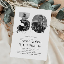 Moderne Eenvoudige 30e Verjaardag Foto Kaart