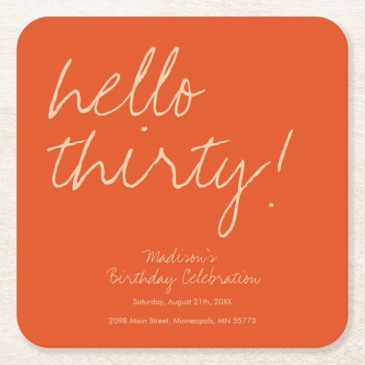 Moderne eenvoudige 30e verjaardag kartonnen onderzetters (Voorkant)