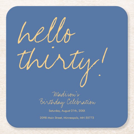 Moderne eenvoudige 30e verjaardag kartonnen onderzetters (Voorkant)