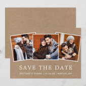 Moderne Eenvoudige 3 foto bespaart de Date Kraft Save The Date (Voorkant / Achterkant)
