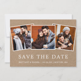 Moderne Eenvoudige 3 foto bespaart de Date Kraft Save The Date