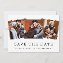 Moderne, eenvoudige 3 foto bespaart de datum save the date
