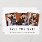 Moderne, eenvoudige 3 foto bespaart de datum save the date (Voorkant / Achterkant)
