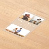 Moderne Eenvoudige 3 Foto Collage Trouwen Acryl Uitnodigingen (Laagn)