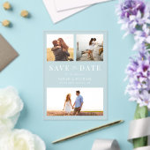 Moderne Eenvoudige 3 Foto Collage Trouwen Acryl Uitnodigingen (Insitu (Huwelijk))