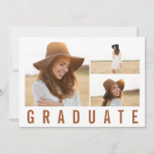 Moderne, eenvoudige 3 foto's afstuderen, eenvoudig aankondiging (Voorkant)