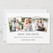 Moderne, eenvoudige 3 foto's met minimalistische f save the date (Voorkant)