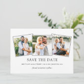 Moderne, eenvoudige 3 foto's met minimalistische f save the date (Staand voorkant)