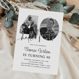 Moderne Eenvoudige 40e Verjaardag Foto Kaart