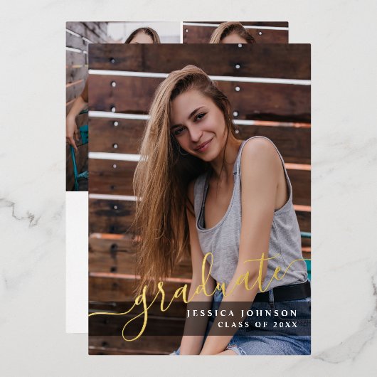 Moderne eenvoudige 4 FOTO-graduatiemechanismen voo Folie Uitnodiging (Voorkant / Achterkant)