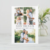 Moderne, eenvoudige 4 foto's met minimalistische f save the date (Staand voorkant)