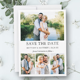 Moderne, eenvoudige 4 foto's met minimalistische f save the date