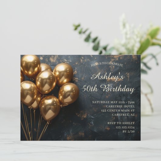 Moderne eenvoudige 50e verjaardag uitnodiging (Staand voorkant)