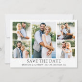 Moderne, eenvoudige 5 foto's met minimalistische f save the date (Voorkant)