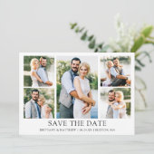 Moderne, eenvoudige 5 foto's met minimalistische f save the date (Staand voorkant)