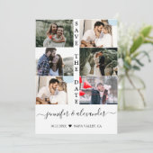 Moderne Eenvoudige 6 Foto Collage Typografie Trouw Save The Date (Staand voorkant)