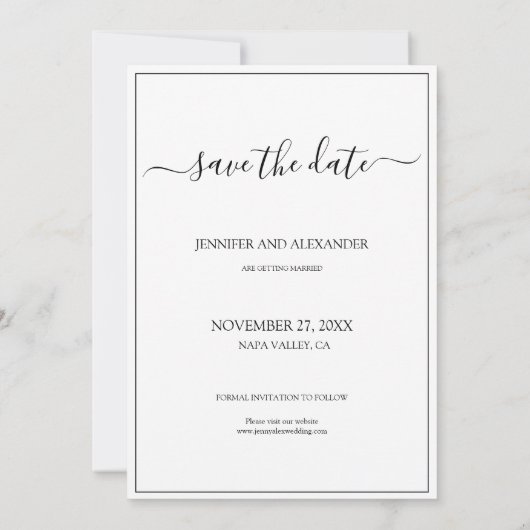 Moderne Eenvoudige 6 Foto Collage Typografie Trouw Save The Date (Achterkant)