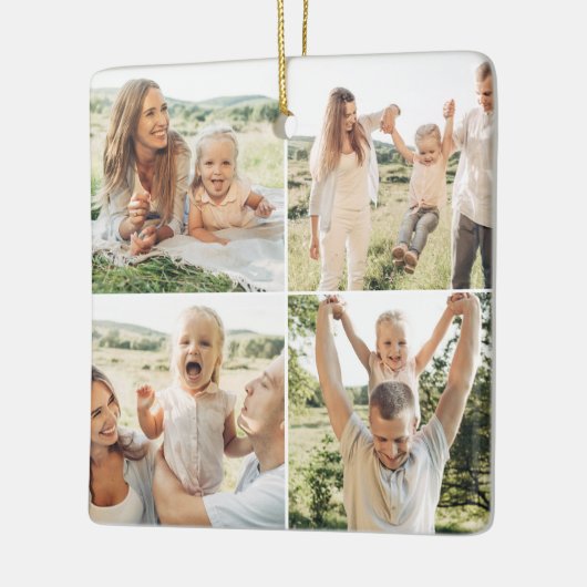 Moderne Eenvoudige Aangepaste 5 Fotocollage Keramisch Ornament (Links)