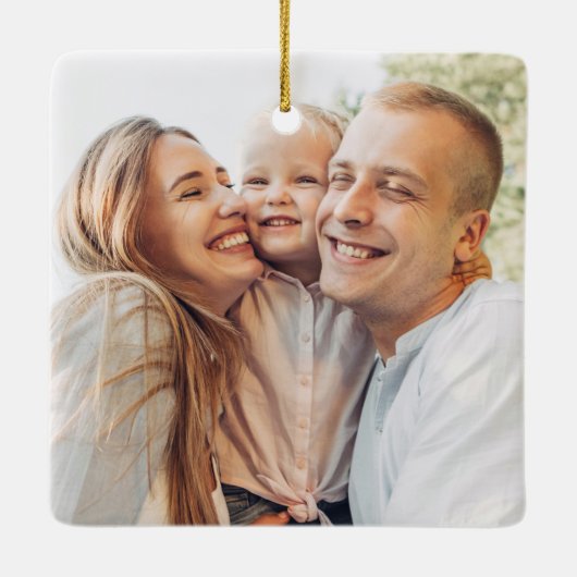 Moderne Eenvoudige Aangepaste 5 Fotocollage Keramisch Ornament (Achterkant)