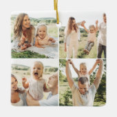 Moderne Eenvoudige Aangepaste 5 Fotocollage Keramisch Ornament (Voorkant)