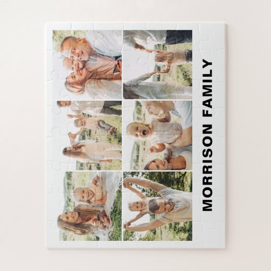 Moderne Eenvoudige Aangepaste 6 Fotocollage Legpuzzel (Verticaal)