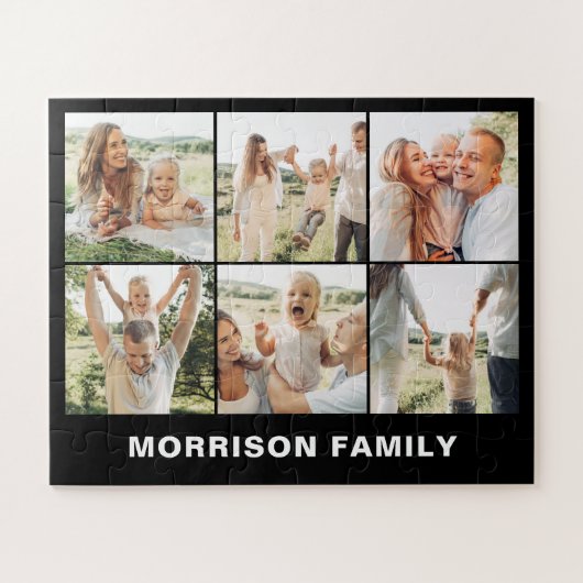 Moderne Eenvoudige Aangepaste 6 Fotocollage Legpuzzel (Horizontaal)