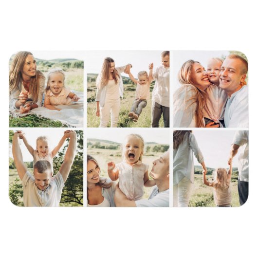 Moderne Eenvoudige Aangepaste 6 Fotocollage Magneet (Horizontaal)