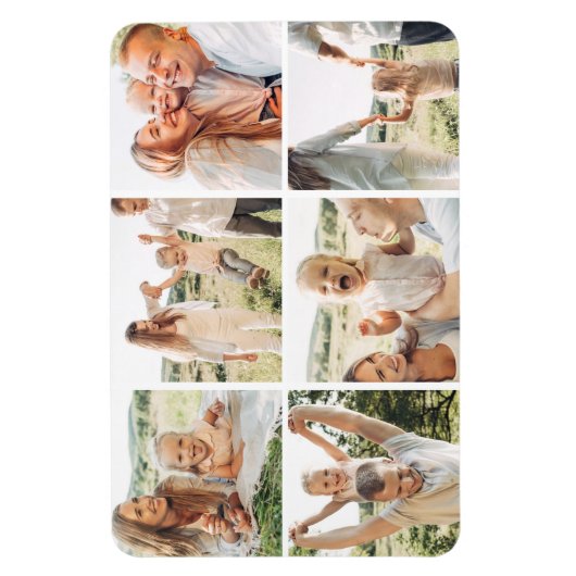 Moderne Eenvoudige Aangepaste 6 Fotocollage Magneet (Verticaal)