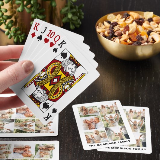 Moderne Eenvoudige Aangepaste 6 Fotocollage Pokerkaarten (Insitu)