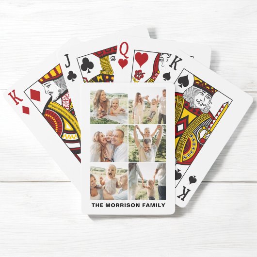 Moderne Eenvoudige Aangepaste 6 Fotocollage Pokerkaarten
