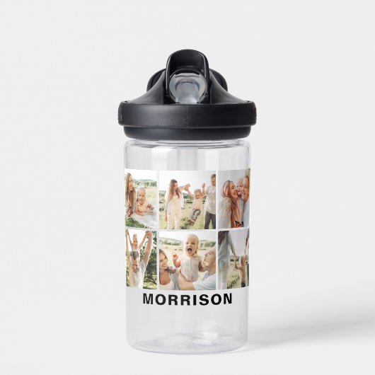 Moderne Eenvoudige Aangepaste 6 Fotocollage Waterfles (Voorkant)