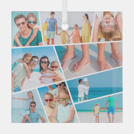 Moderne, eenvoudige, aangepaste 9 Afbeeldingen, co Glas Ornament (Voorkant)