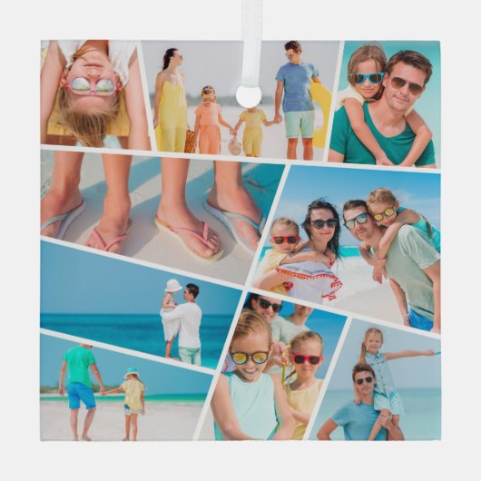 Moderne, eenvoudige, aangepaste 9 Afbeeldingen, co Glas Ornament (Achterkant)