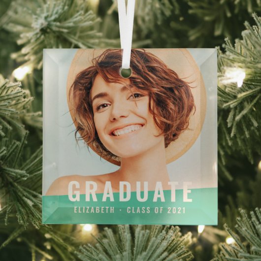 Moderne, eenvoudige aangepaste afbeelding Afstuder Glas Ornament (Insitu)