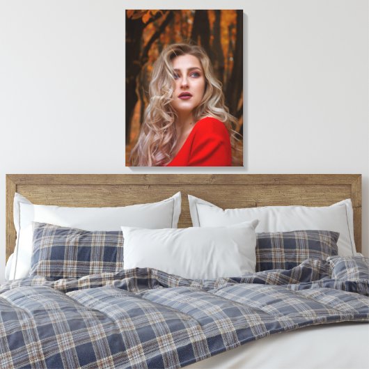 Moderne Eenvoudige Aangepaste Enkele Foto Canvas Afdruk (Insitu (Slaapkamer))