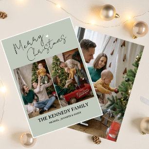 Moderne Eenvoudige Aangepaste Familienaam Foto Ker Feestdagenkaart