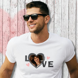 Moderne Eenvoudige Aangepaste Foto Liefde Hart T-shirt