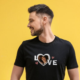 Moderne Eenvoudige Aangepaste Foto Liefde Hart T-shirt