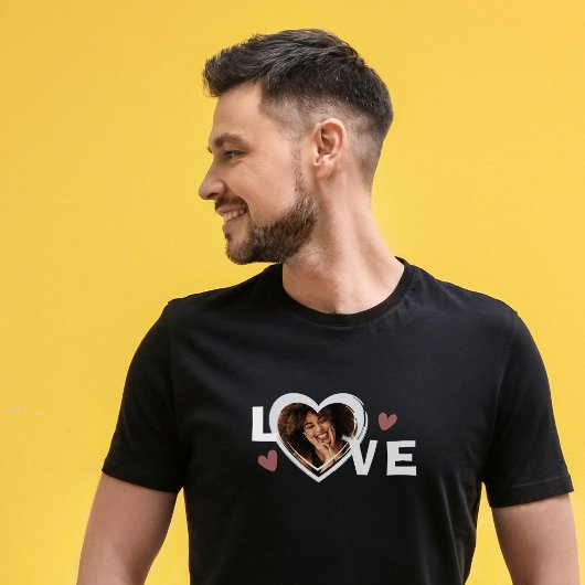 Moderne Eenvoudige Aangepaste Foto Liefde Hart T-shirt