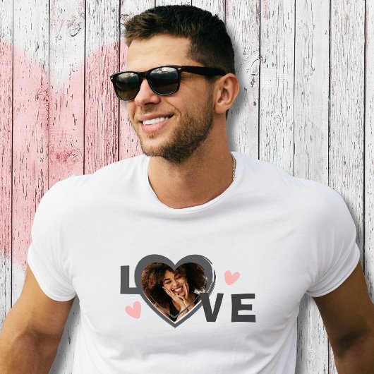 Moderne Eenvoudige Aangepaste Foto Liefdeshart T-shirt