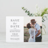 Moderne, eenvoudige, aangepaste foto rustige bruil save the date (Staand voorkant)