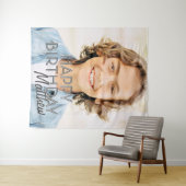 Moderne Eenvoudige Aangepaste Foto Verjaardagsgroe Wandkleed (In Situ (horizontaal))