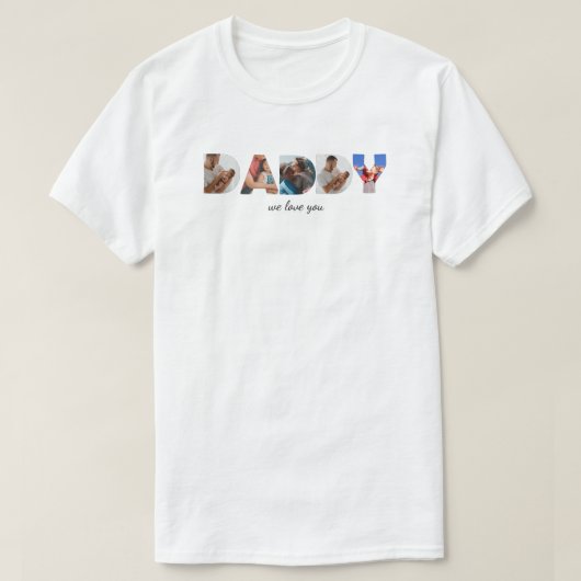 Moderne Eenvoudige Aangepaste Fotocollage DADDY Sc T-shirt (Design voorkant)