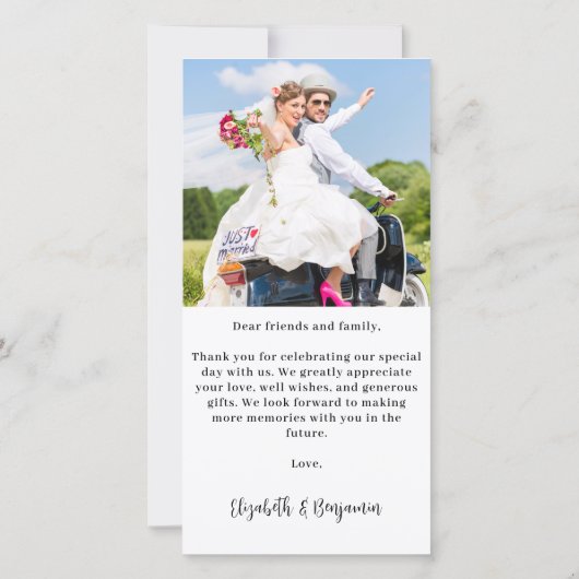 Moderne Eenvoudige Aangepaste Pas getrouwd Fotobru Bedankkaart (Achterkant)