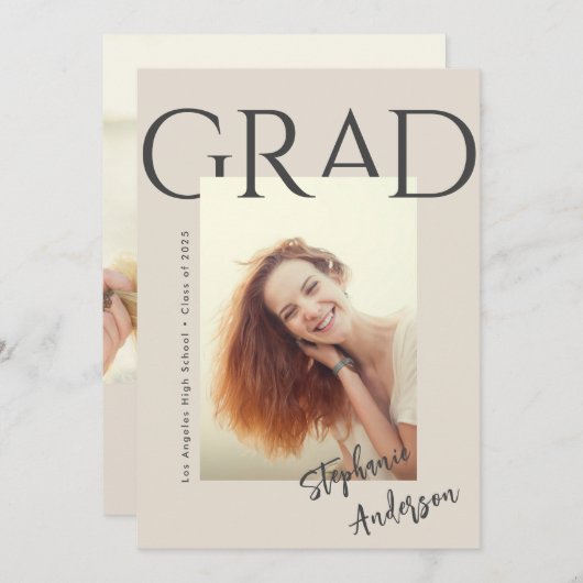 Moderne eenvoudige aankondiging Afstuderen foto's (Voorkant / Achterkant)