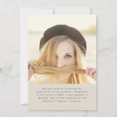 Moderne eenvoudige aankondiging Afstuderen foto's (Achterkant)